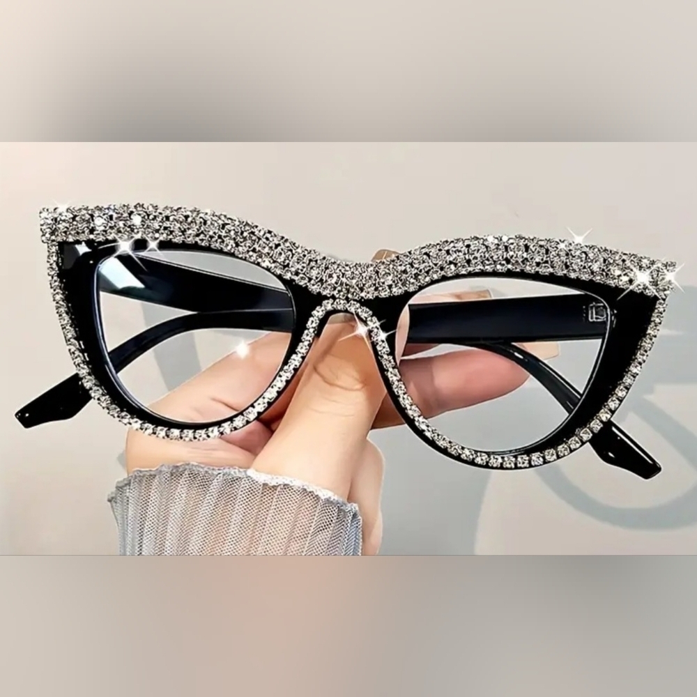 🆕️✨️ BLACK RHINESTONE CAT EYE READING GLASSES✨️ - Picture 2 of 8